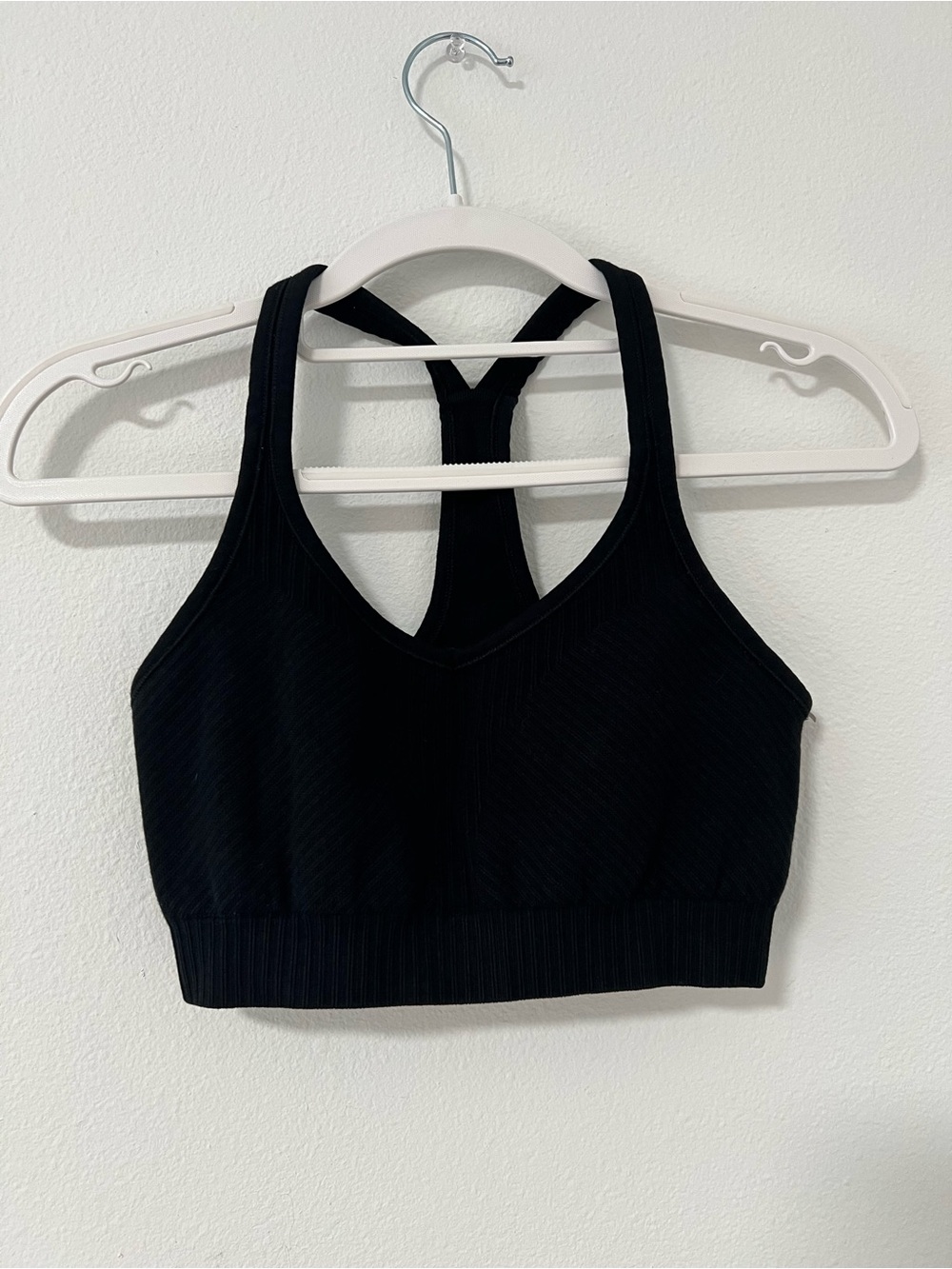 Athleta Black Ribbed Racerback Sports Bra